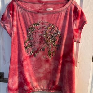 Women's Double D Coral Tie-Dye Embellished Graphic Tee